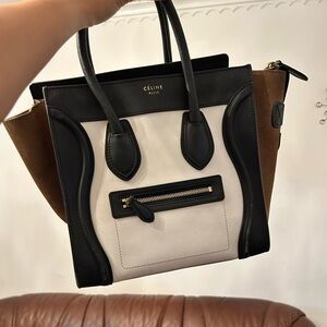Celine Calf & Suede Leather Luggage Tote